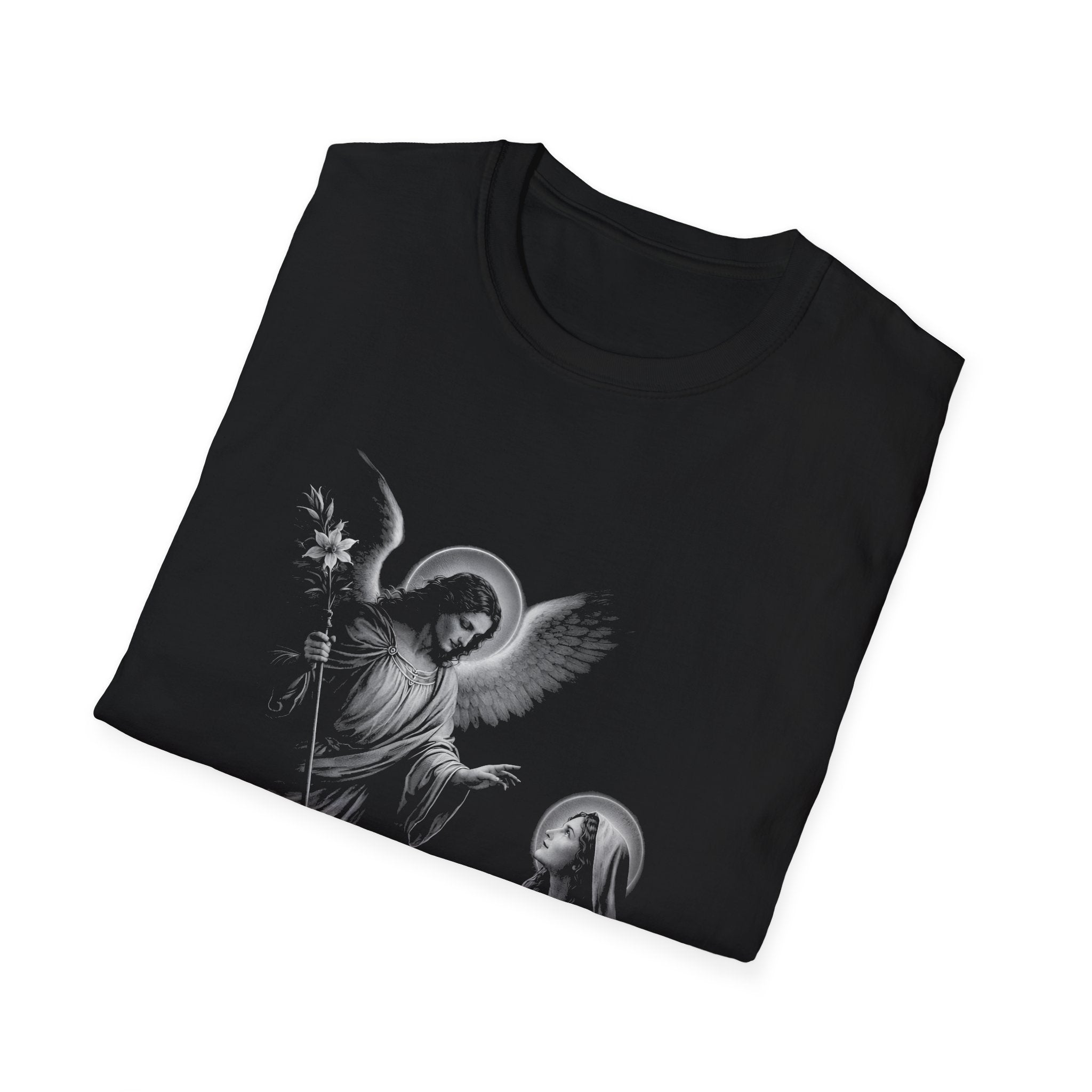 Annunciation angel gabriel and virgin mary christian catholic angelic scene religious artwork for believers and marian T-Shirt