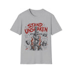 Stand Unshaken Christian Warrior Sword Cross Armor Faith Over Fear Bible Verse Ephesians 6 Isaiah 54 T-Shirt