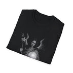 Archangel guardian with moon orb and white lily spiritual angelic symbol for gothic aesthetic lovers T-Shirt