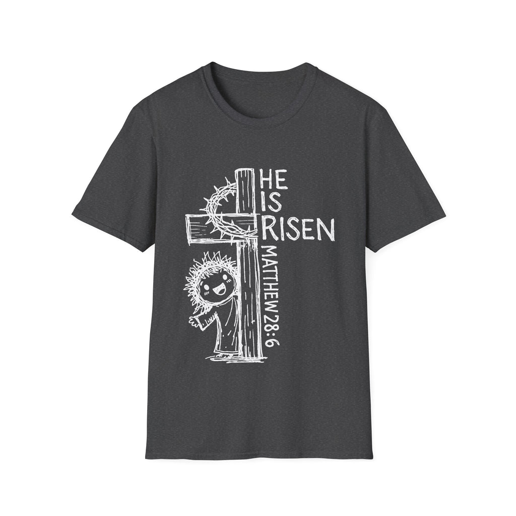 He is risen matthew 28 6 cute christian easter resurrection cross crown of thorns T-Shirt