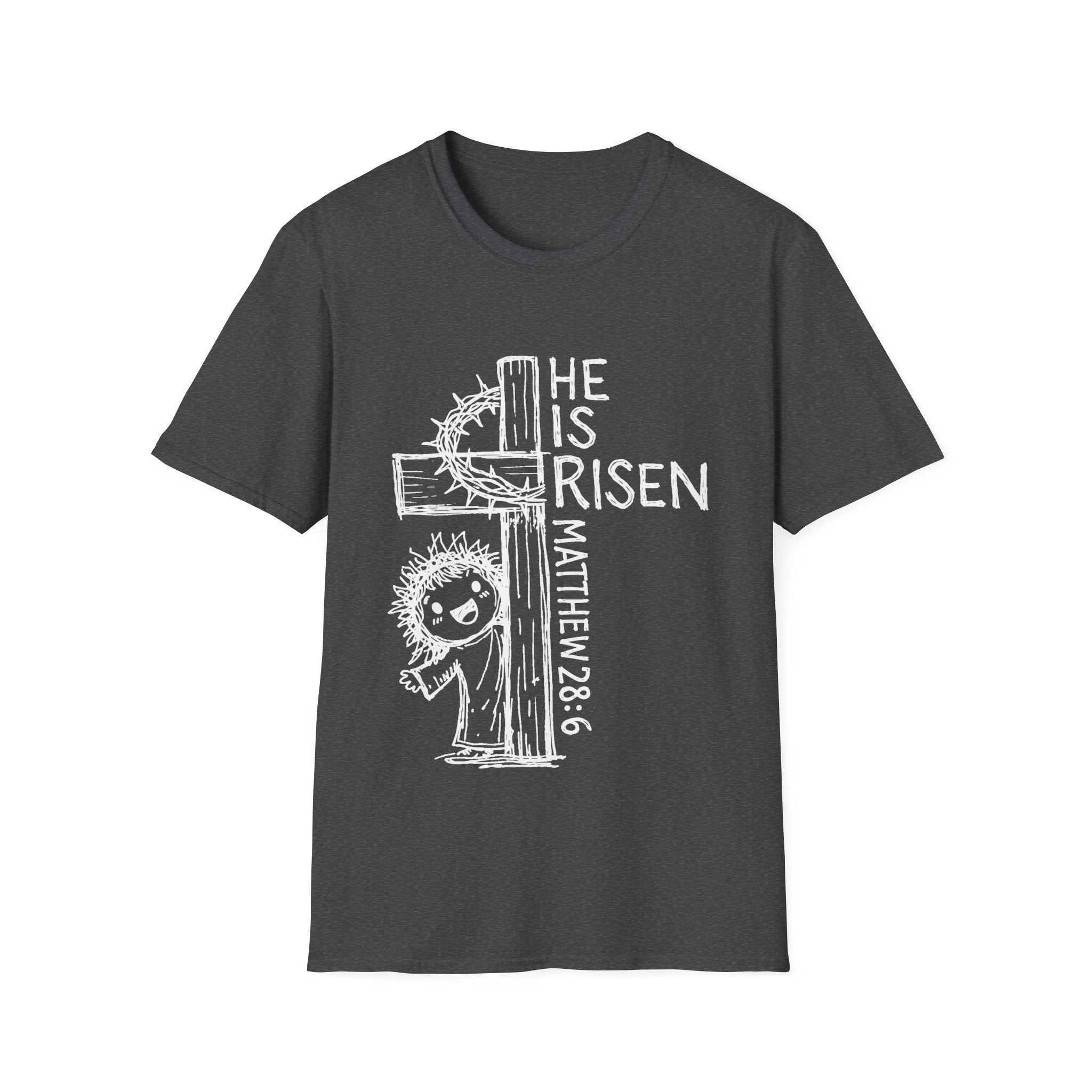 He is risen matthew 28 6 cute christian easter resurrection cross crown of thorns T-Shirt