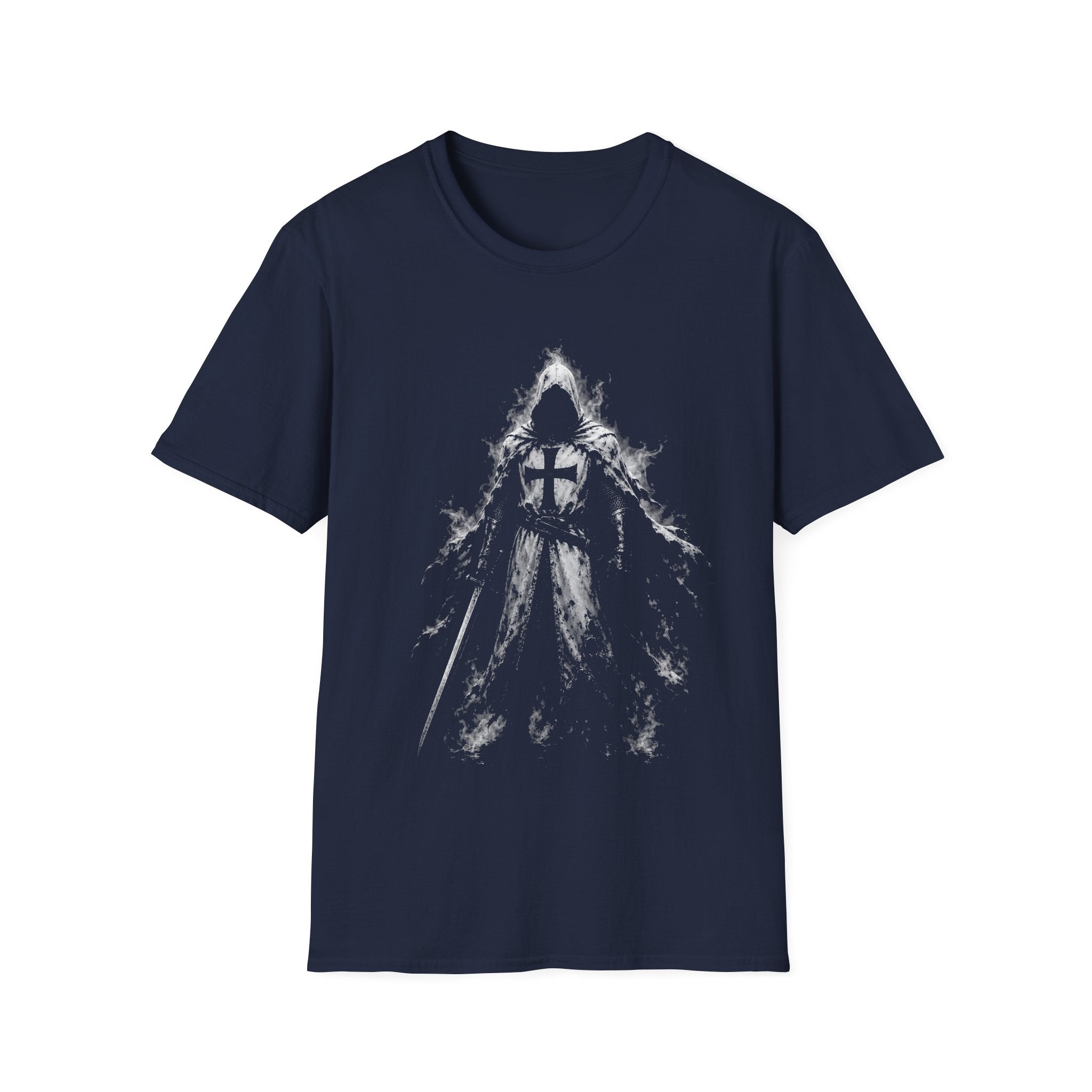 Dark Crusader Knight Templar Warrior With Sword Medieval Holy Cross Armor