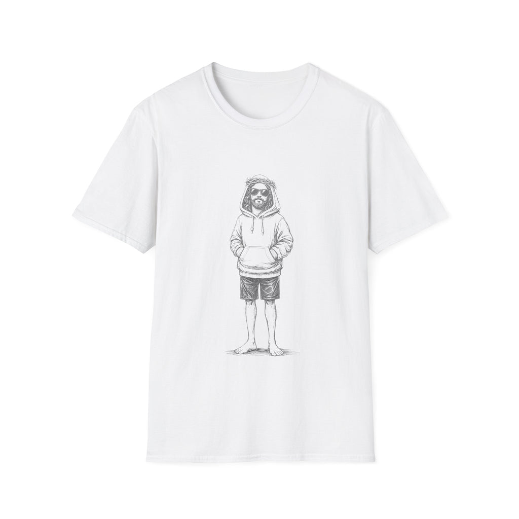Urban jesus sunglasses crown of thorns barefoot relaxed christian street style youth aesthetic T-Shirt