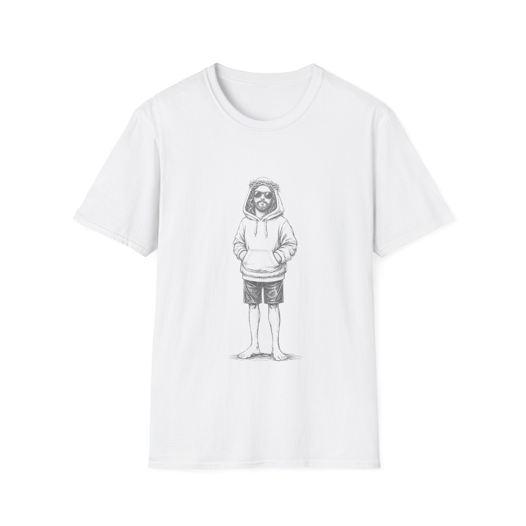 Urban jesus sunglasses crown of thorns barefoot relaxed christian street style youth aesthetic T-Shirt