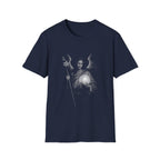 Archangel guardian with moon orb and white lily spiritual angelic symbol for gothic aesthetic lovers T-Shirt