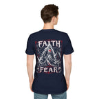 Faith Over Fear Christian Warrior Knight With Cross Storm Gothic Crusader Art Faith Over Fear Scripture Theme T-Shirt