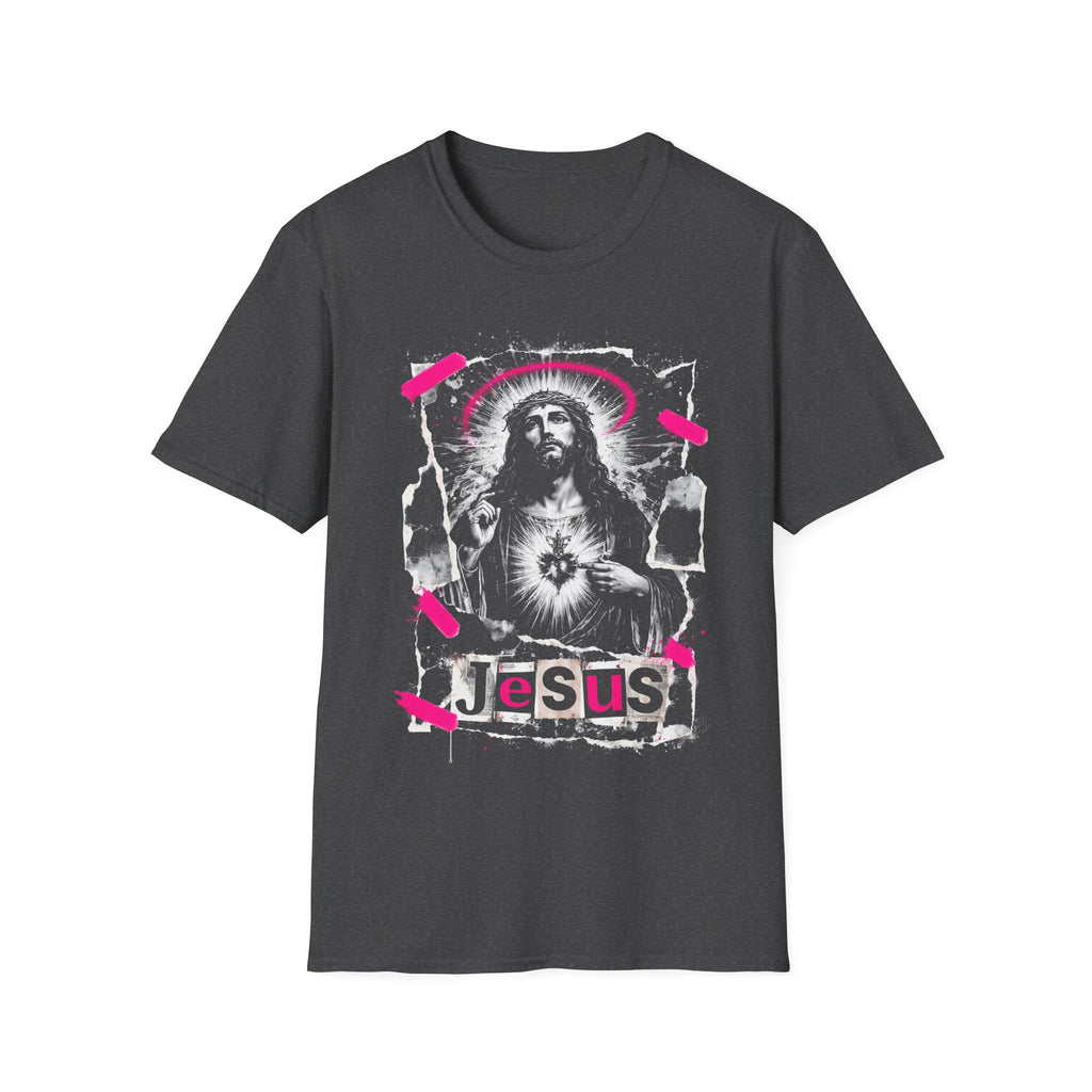 Jesus sacred heart urban christian pink halo grunge faith street style T-Shirt