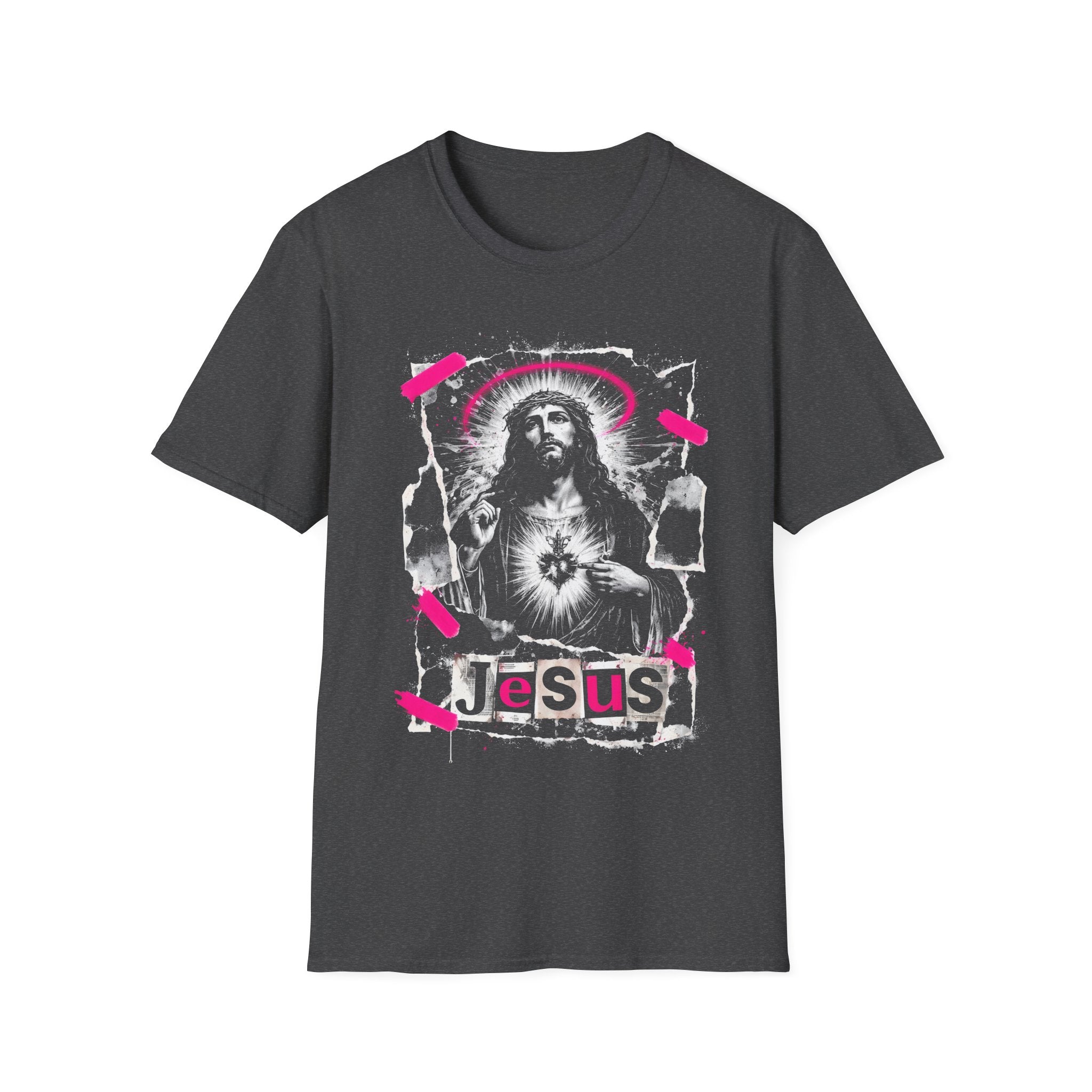 Jesus sacred heart urban christian pink halo grunge faith street style T-Shirt