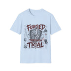 Forged Through Trial Christian Warrior Shield Iron Sharpens Iron Bible Verse Faith T-Shirt