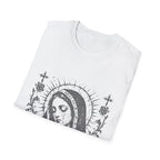 Virgin Mary Sacred Heart Gothic Catholic Dark Mother Mary Icon With Roses And Halo T-Shirt