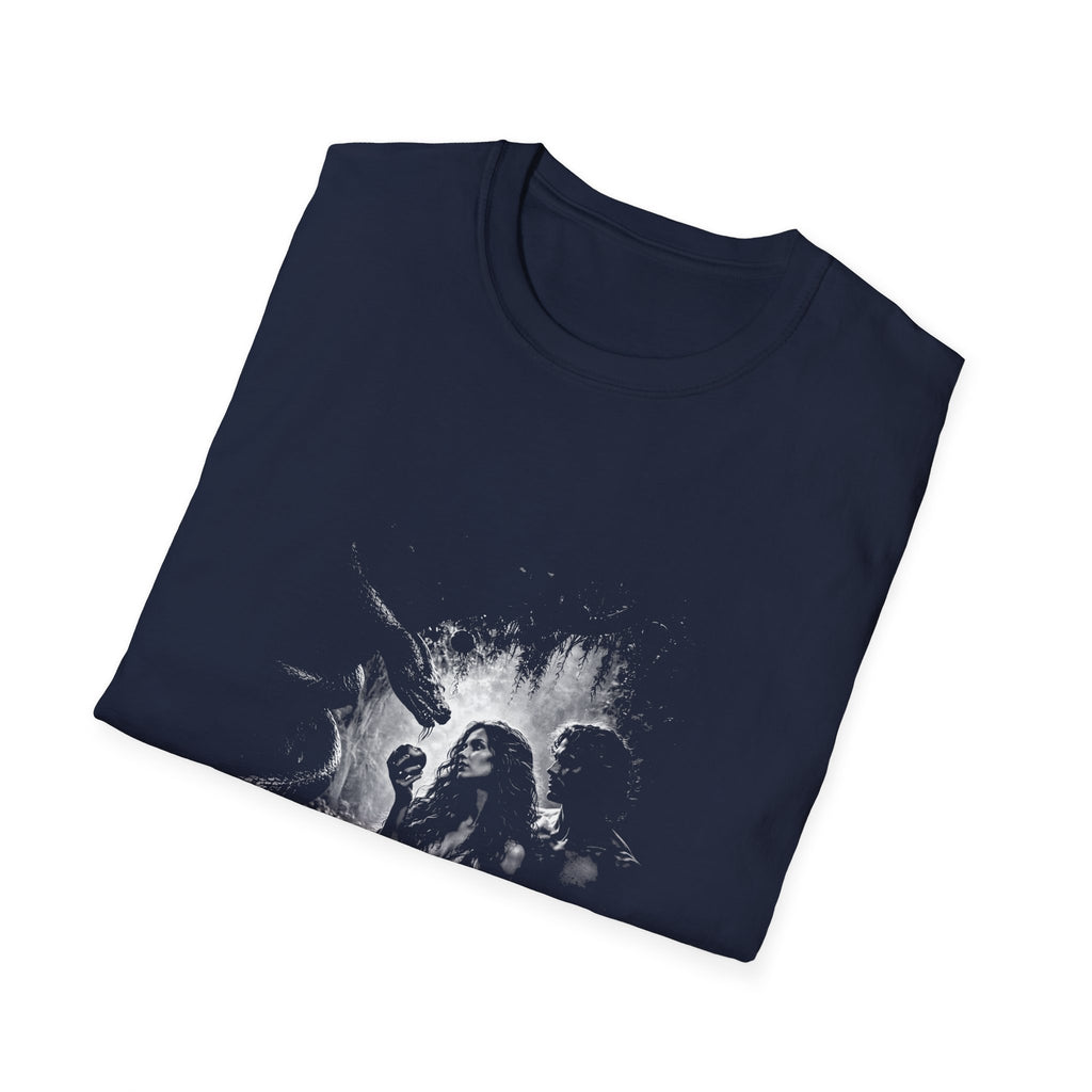 Eden temptation adam and eve serpent dark biblical design T-Shirt