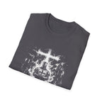 Born Of Fire Christian Knight Cross Crusader Medieval Warrior Faith Flames T-Shirt