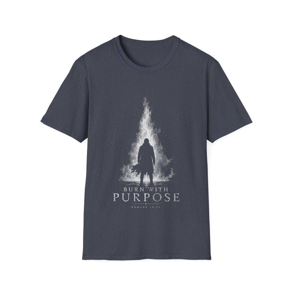 Burn With Purpose Romans 12 11 Christian Fire Scripture Verse Faith Motivation T-Shirt