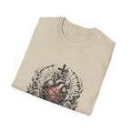 Sacred Heart Barbed Wire Cross Dark Roses Anatomical Heart T-Shirt
