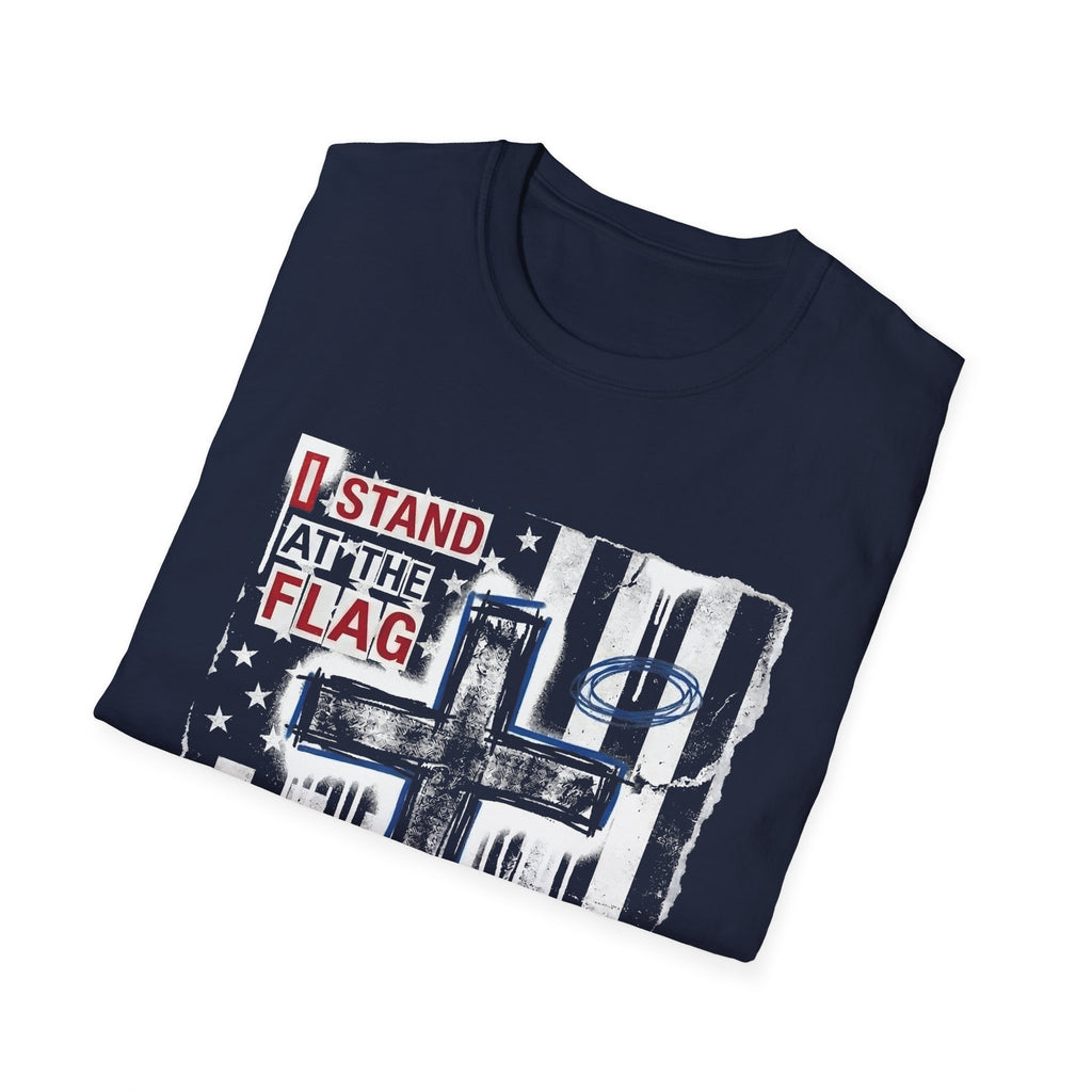 I stand at the flag i kneel at the cross christian patriotic american flag cross T-Shirt