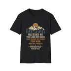 Blessed Be The Lord My Rock Who Trains My Hands For War And My Fingers For Battle Psalm 144 1 Christian Warrior Verse T-Shirt