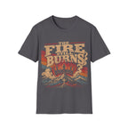 The Fire Still Burns Christian Revival Cross Crown Retro Vintage Faith Jesus T-Shirt