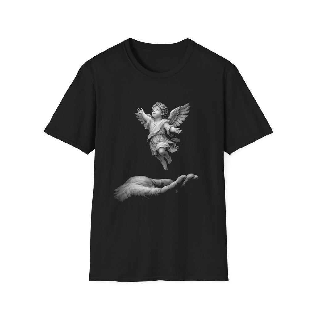 Guardian angel in gods hand spiritual christian memorial baby angel protection from above T-Shirt