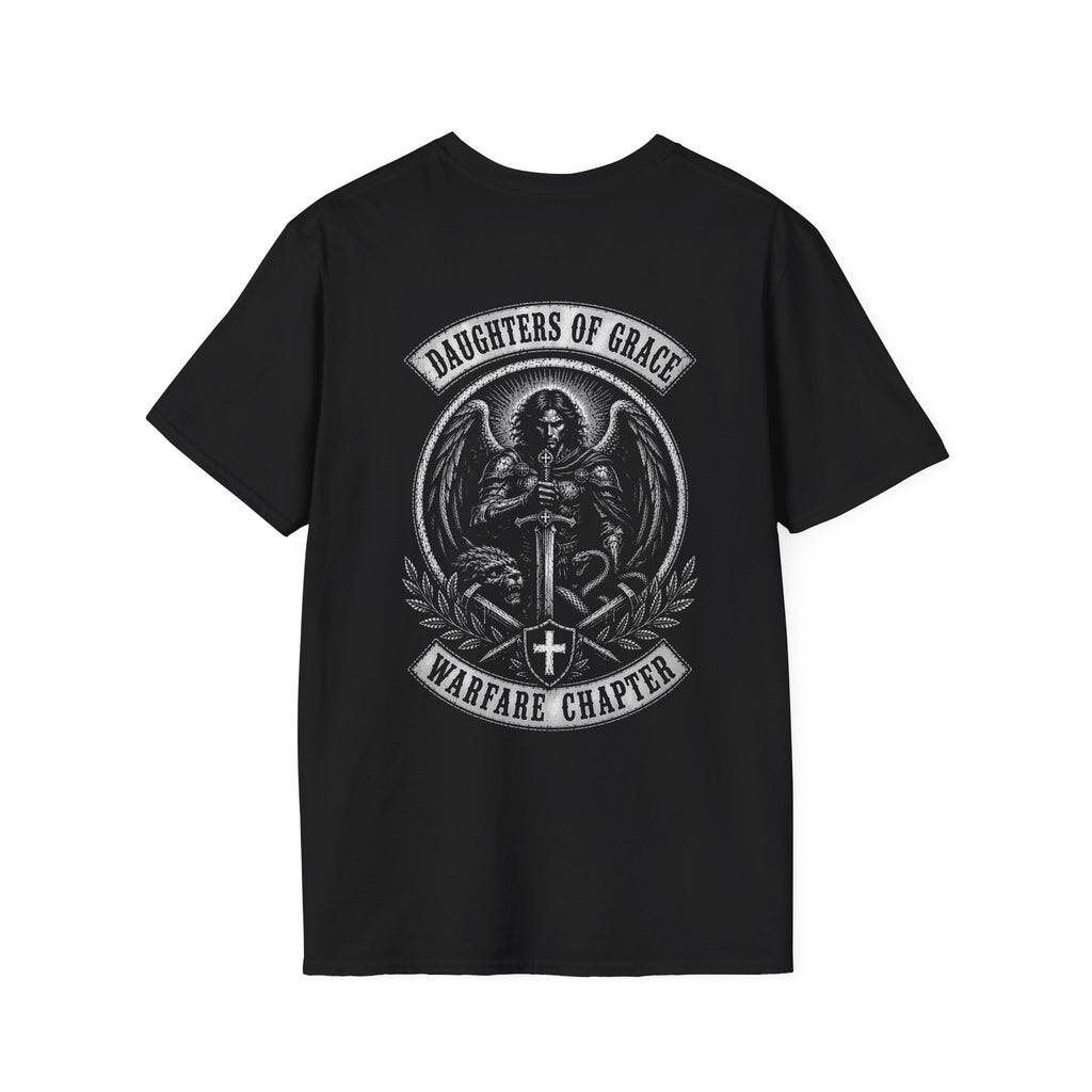 Daughters Of Grace Warfare Chapter Christian Warrior Angel Sword Lion Serpent Spiritual Battle Faith T-Shirt