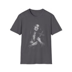 mary magdalene weeping with cross dark christian gothic spiritual portrait in black and white T-Shirt