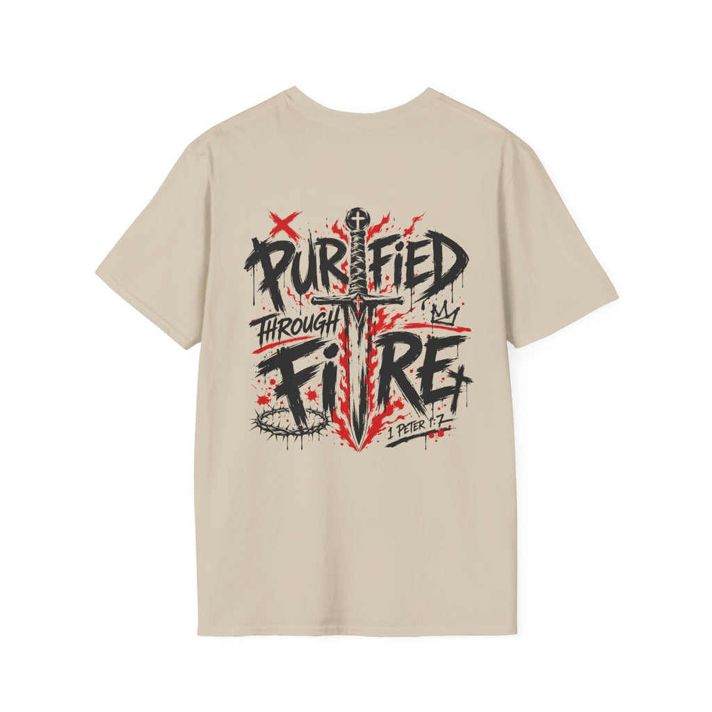 Purified Through Fire Christian Sword Cross 1 Peter 1 7 Bible Verse Faith