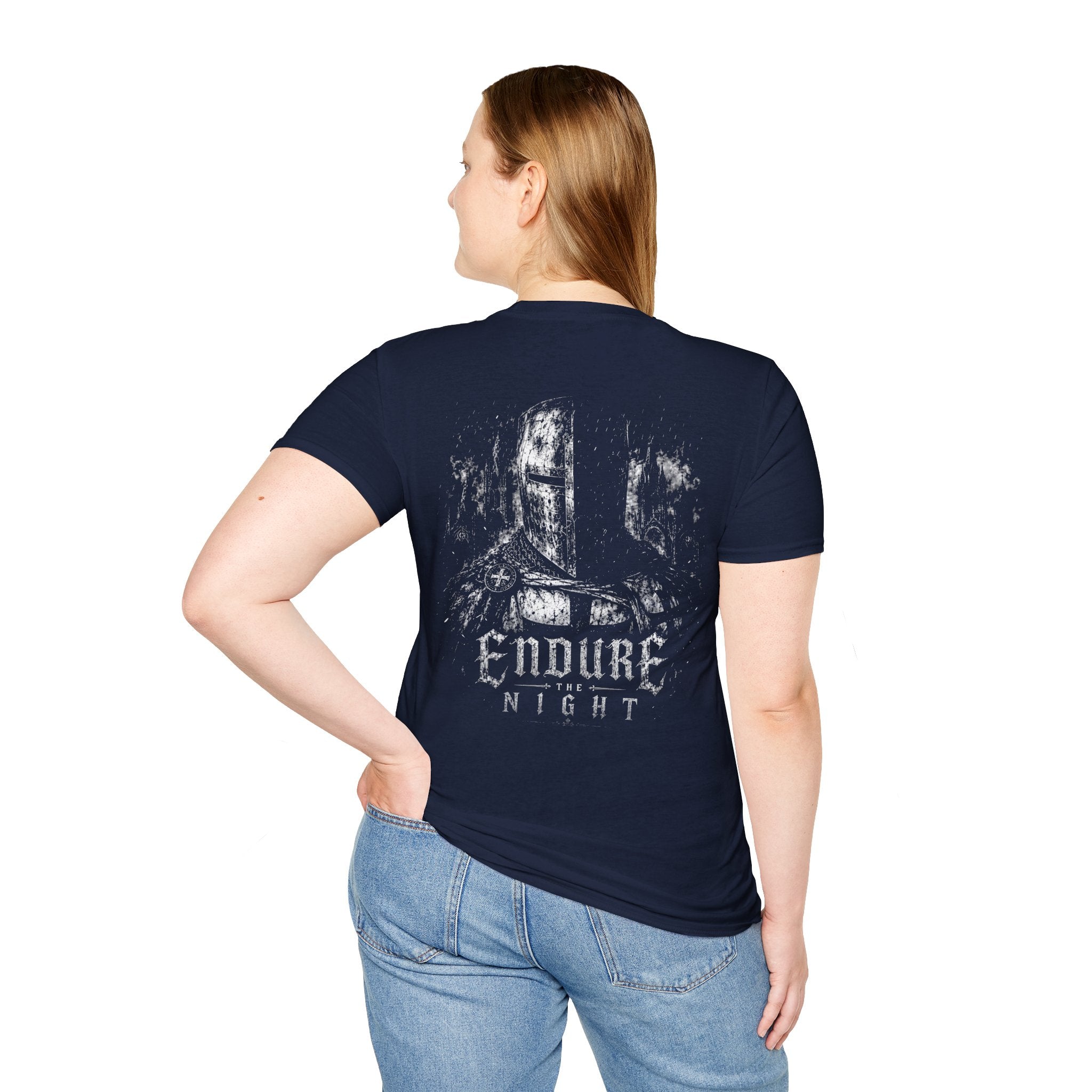 Endure The Night Medieval Knight Dark Gothic Warrior Crusader Fantasy T-Shirt