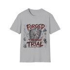 Forged Through Trial Christian Warrior Shield Iron Sharpens Iron Bible Verse Faith T-Shirt