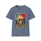 Walk By Faith Not By Sight Christian Cross Sunset Bible Verse Inspirational T-Shirt